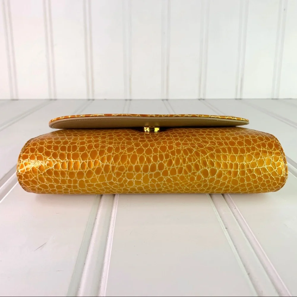 F.X LASALLE CROC YELLOW CROSSBODY CLUTCH SMALL BAG ANIMAL PRINT SHOULDER BAG - Picture 14 of 17